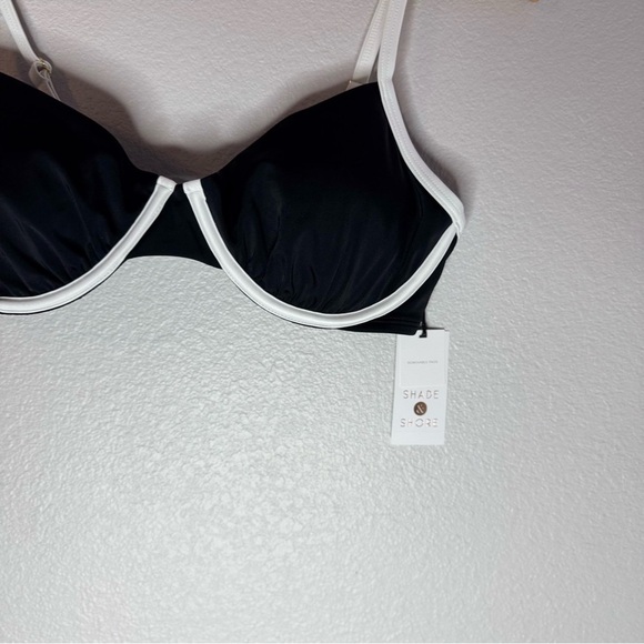 New Shade & Shore Black and White Women's Swim Top 34D UnderWire - Picture 5 of 6